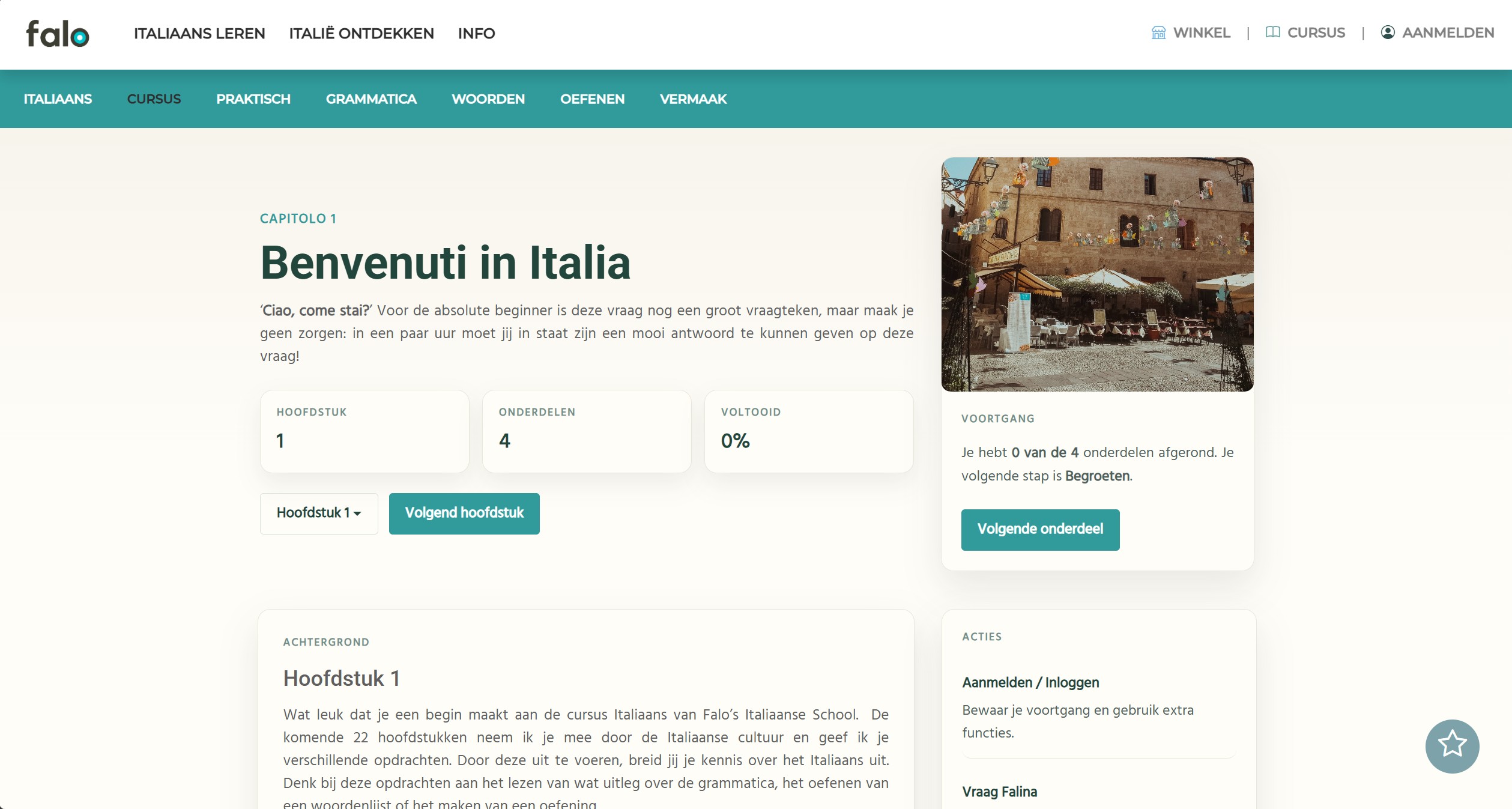 Voorbeeld van een hoofdstuk uit de cursus Italiaans